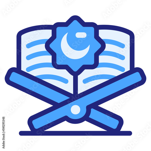 Read Quran blue filled outline style icon