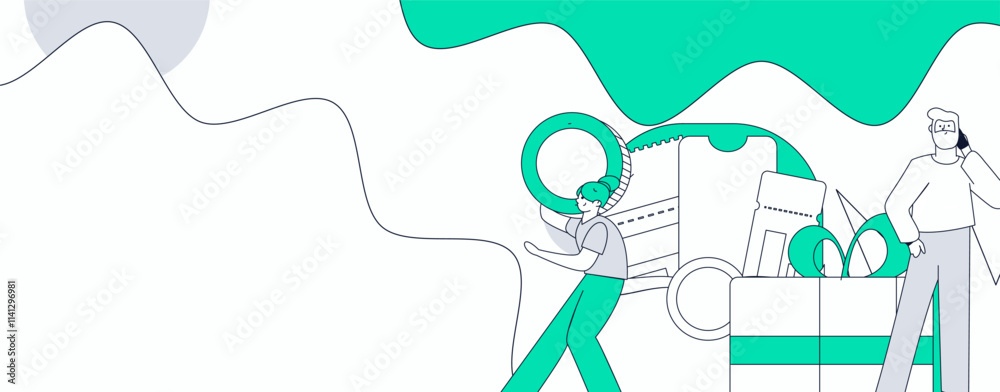 Holiday shopping people doing e-commerce online shopping flat vector concept operation hand drawn illustration
Holiday shopping people doing e-commerce online shopping flat vector concept operation hand drawn illustration