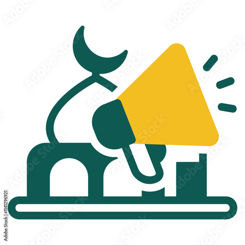 Prayer time yellow and green glyph style icon