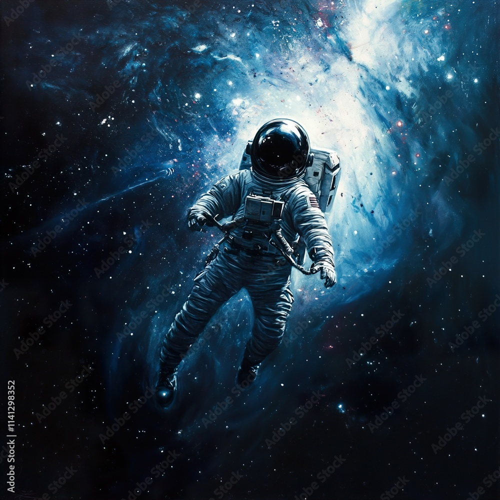 Astronaut in the vast expanse of space, cosmic journey Astronaut in the vast expanse of space, cosmic journey