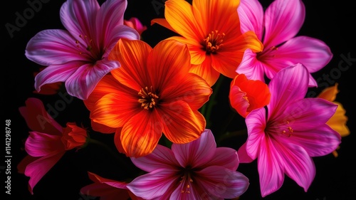 Colorful Floral Arrangement with Glowing Amaryllis Blooms, Colorful flowers 