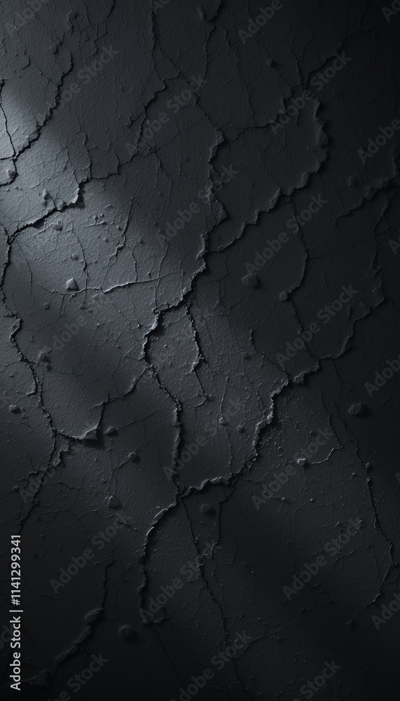 A dark, cracked surface with dramatic light and shadow creating an abstract and textured background. Ideal for design projects needing a grunge or aged aesthetic. A dark, cracked surface with dramatic light and shadow creating an abstract and textured background. Ideal for design projects needing a grunge or aged aesthetic.