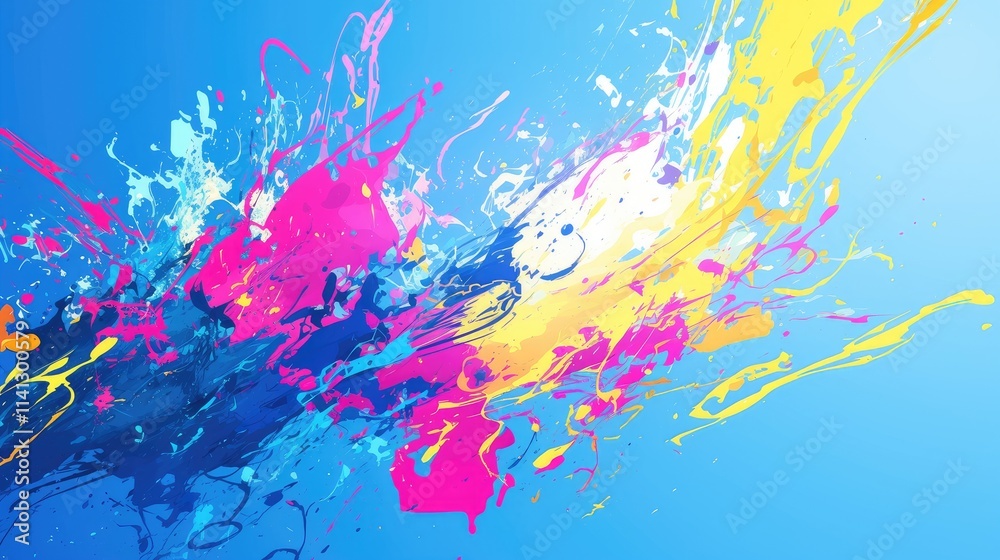 A vibrant abstract splash of colors against a blue background, evoking creativity and energy. A vibrant abstract splash of colors against a blue background, evoking creativity and energy.