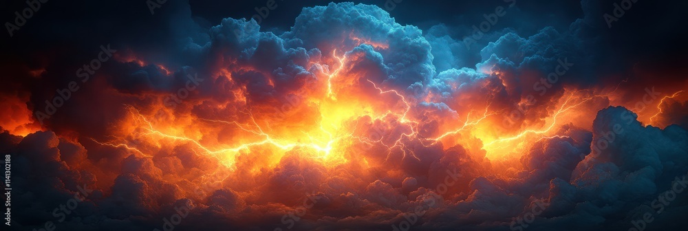 Dramatic Thunderstorm Lightning Strikes Dark Clouds Abstract Background Dramatic Thunderstorm Lightning Strikes Dark Clouds Abstract Background
