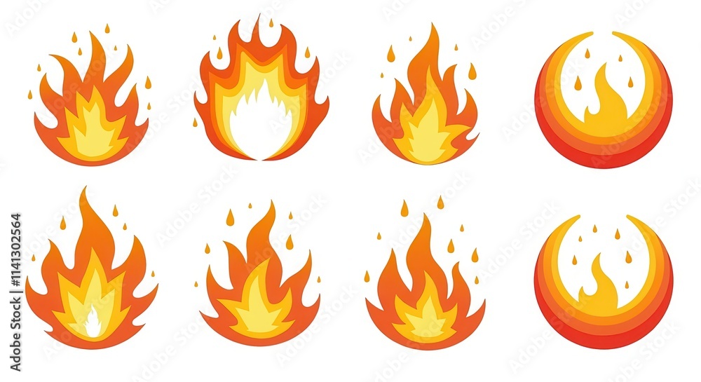 Colorful Fire Flames Illustration Set with Various Designs for Graphic Resources and Creative Projects Colorful Fire Flames Illustration Set with Various Designs for Graphic Resources and Creative Projects