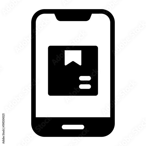 Mobile package tracking glyph icon for real time delivery updates