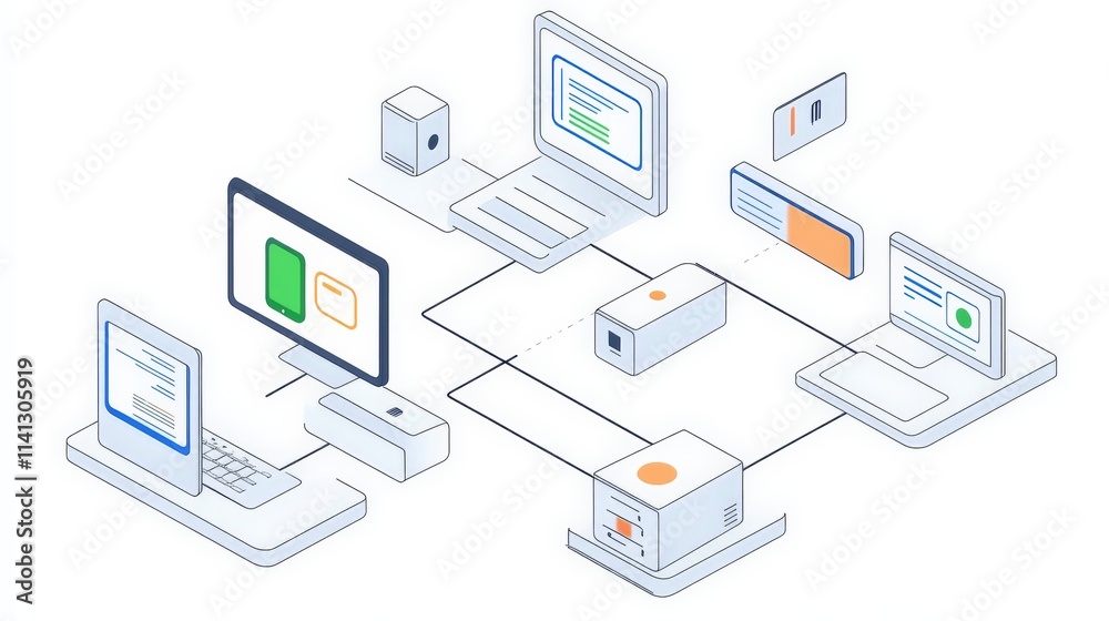 Data Flows Between Devices in Office Connection Visual Data Flows Between Devices in Office Connection Visual