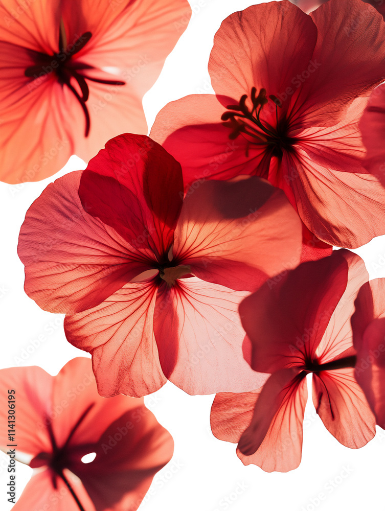 Surreal Geranium Close-Up on White Background Surreal Geranium Close-Up on White Background