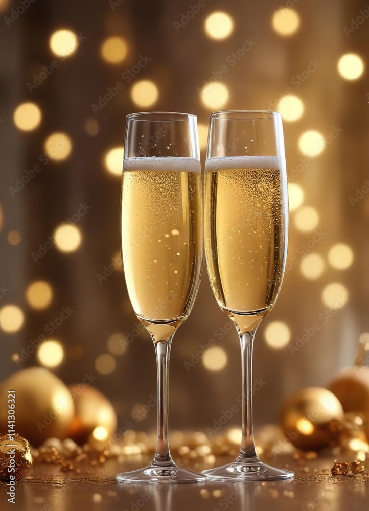 Champagne toasting under soft focus bokeh with gold accents, celebration, champagne, toasting Champagne toasting under soft focus bokeh with gold accents, celebration, champagne, toasting