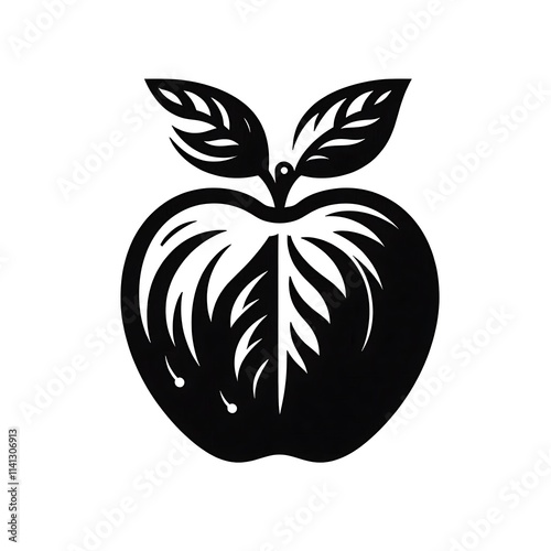 apple logo, apple vector illustration, apple silhouette vector icon black and white photo