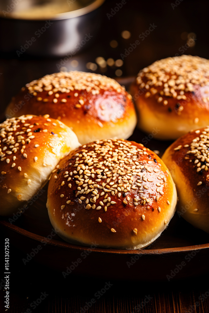 Artisanal Burger Buns Captured in a Touching Homely Setting: A Testament to Fine Bakery Skills Artisanal Burger Buns Captured in a Touching Homely Setting: A Testament to Fine Bakery Skills