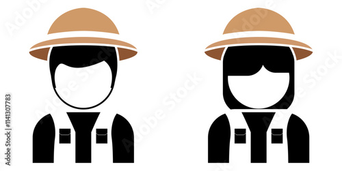 park rangers or forestry workers icon profile in two gender for job profession vector	
