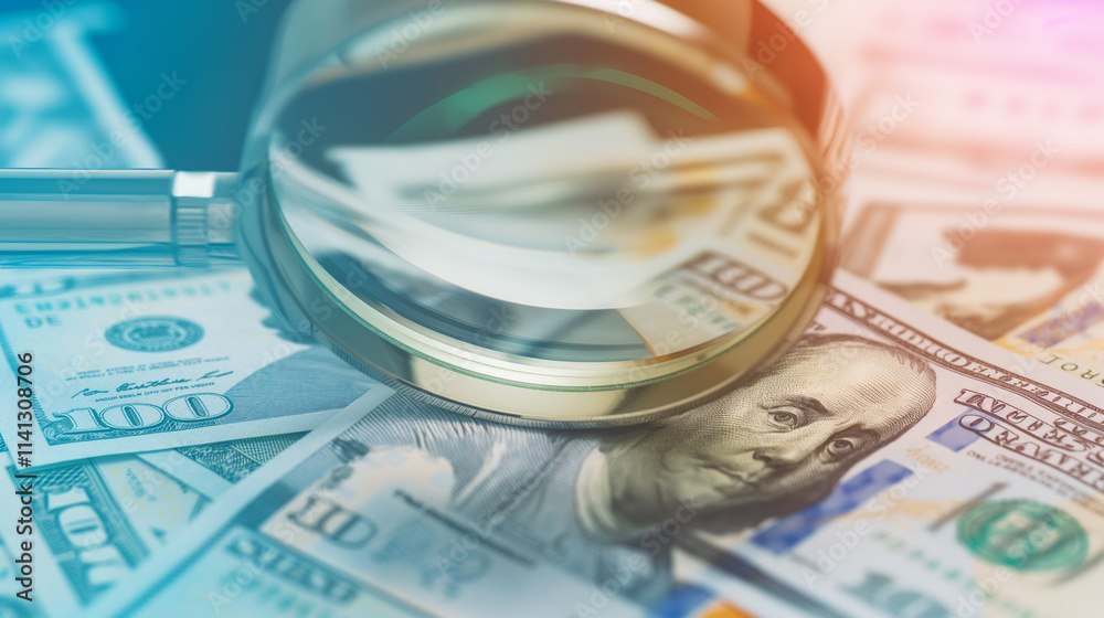 Close-up of magnifying glass examining stack of financial documents, symbolizing bank supervision and regulatory oversight, professional financial audit concept. Close-up of magnifying glass examining stack of financial documents, symbolizing bank supervision and regulatory oversight, professional financial audit concept.
