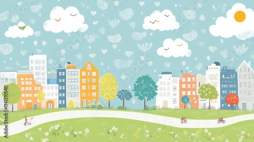 Children Enjoying a Clean and Green Cityscape