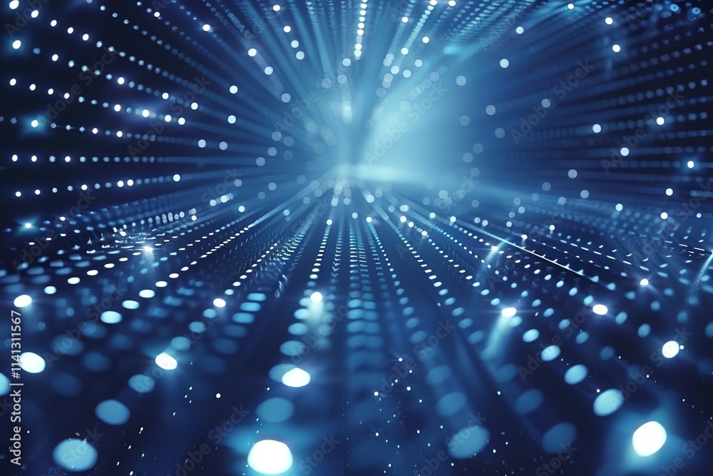 3D abstract dark blue backdrop with vector dots, technological theme, and perspective-based dimensional dotted flow. Generative Ai 3D abstract dark blue backdrop with vector dots, technological theme, and perspective-based dimensional dotted flow. Generative Ai
