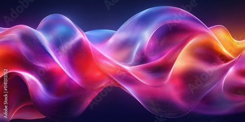 Futuristic Abstract Composition of Intertwined Ribbons with Iridescent Colors and Smooth Curves