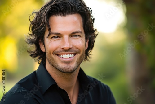 Handsome Man Smiling Outdoors Portrait