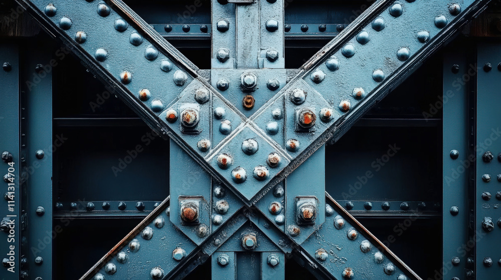 Obraz premium A large beam composed of steel rivets
