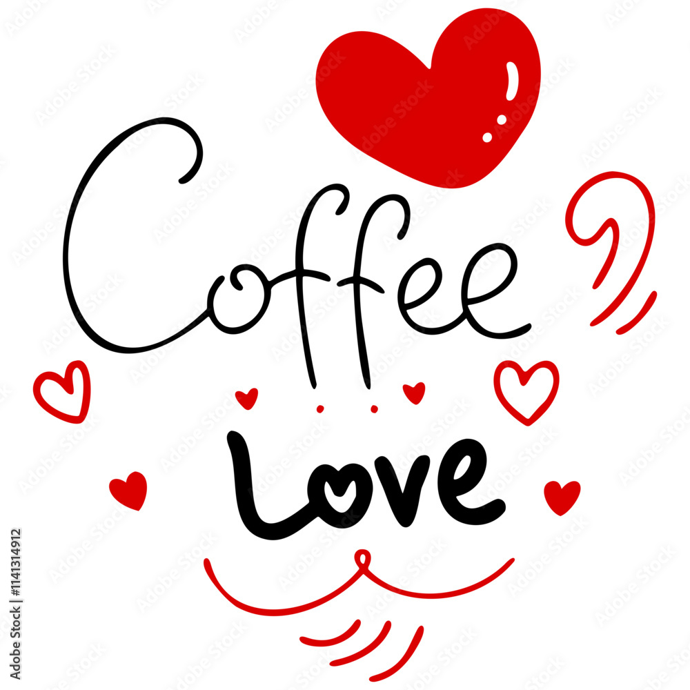 Coffee love illustration with hearts and playful design, perfect for Valentine Coffee love illustration with hearts and playful design, perfect for Valentine