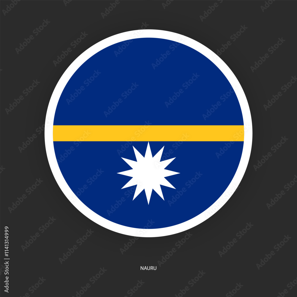 Nauru circle flag icon with shadow on dark background. Nauru button icon with white border isolated dark grey background
Nauru circle flag icon with shadow on dark background. Nauru button icon with white border isolated dark grey background