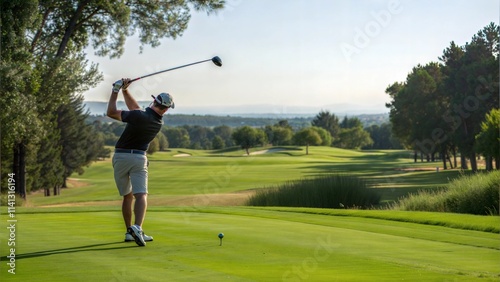 Golfer Teeing Off on a Sunny Day