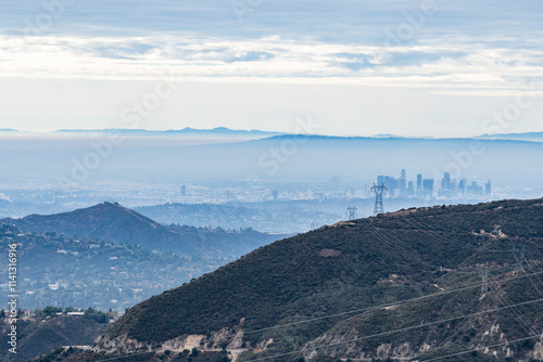 Downtown Los Angeles. Angeles Crest Scenic Byway, Los Angeles County, California. San Gabriel Mountains. Angeles National Forest photo