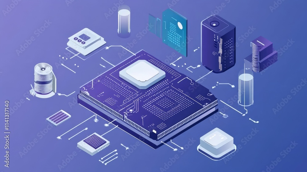 Detailed Computer Chip Architecture Illustration Detailed Computer Chip Architecture Illustration