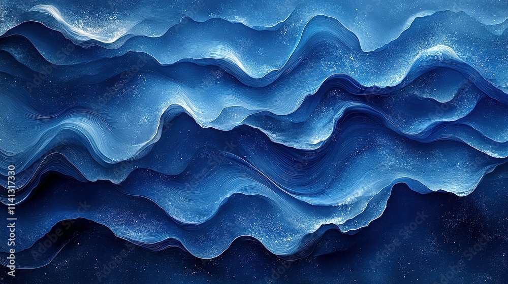 Obraz premium Abstract Blue Waves With Sparkling Texture