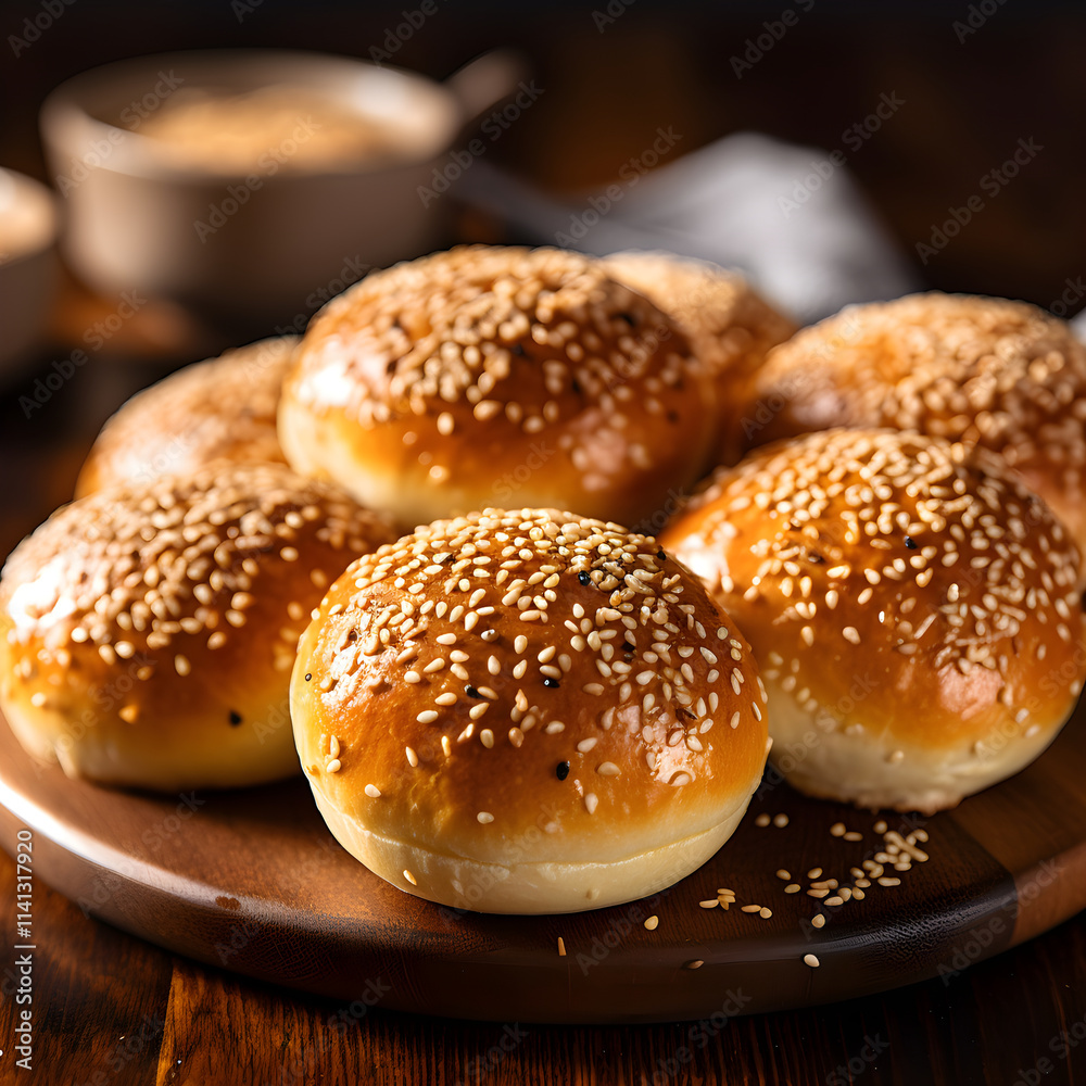 Artisanal Burger Buns Captured in a Touching Homely Setting: A Testament to Fine Bakery Skills Artisanal Burger Buns Captured in a Touching Homely Setting: A Testament to Fine Bakery Skills