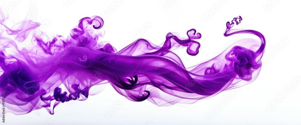 Photograph of a purple ink cloud in water, abstract, fluid motion, dynamic, swirling, wispy tendrils, high quality, bright, vivid, contrast, white background Photograph of a purple ink cloud in water, abstract, fluid motion, dynamic, swirling, wispy tendrils, high quality, bright, vivid, contrast, white background