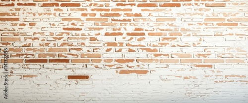 A close-up photograph of a brick wall with a distressed texture, showing a mixture of red and white bricks, some of which are worn and faded. The wall has a rough, uneven surface with cracks and imper photo