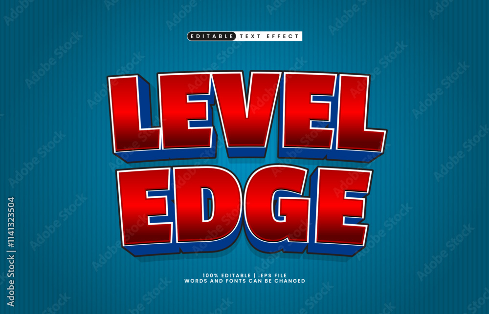 Fototapeta premium level edge editable text effect with a game and play text style