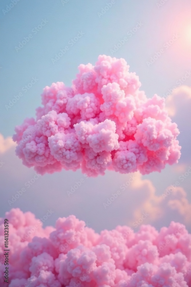 Fototapeta premium A cloud-shaped backdrop for pink cotton candy, soft, pink, fluffy