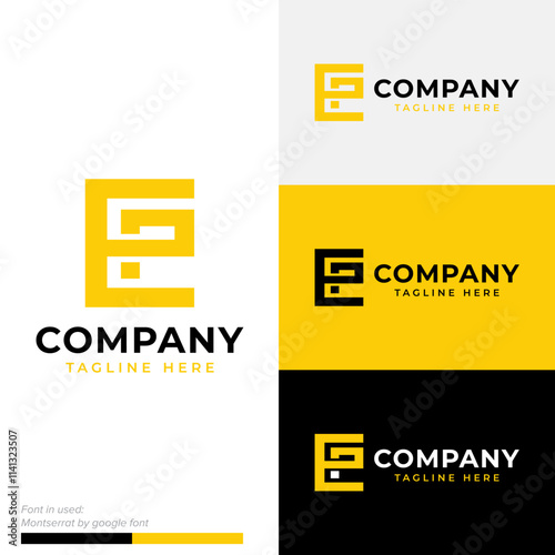 Bold initial E and P logo symbol icon flat stock vector design