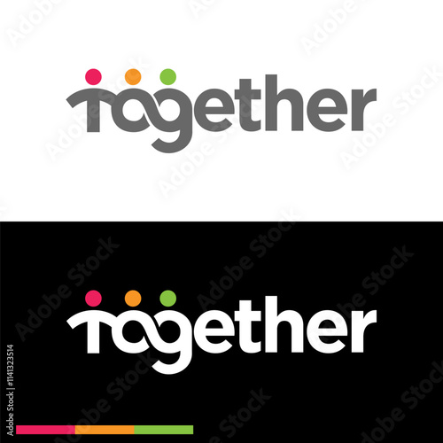 three people holding hands and connected or interaction to each other logo symbol icon flat stock vector design
