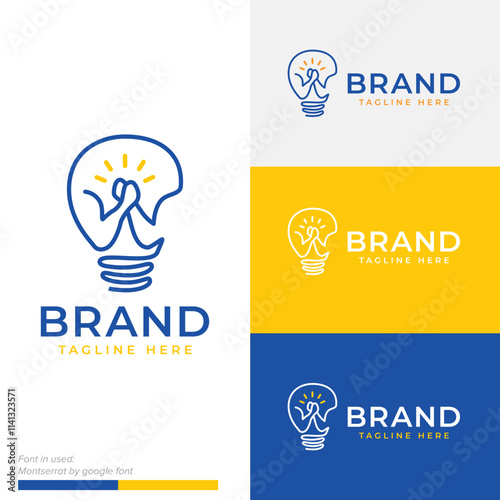 Unique Arm Wrestling Handshake inside the light bulb for ideas or creativity or for gym fitness centre logo symbol icon flat stock vector design
