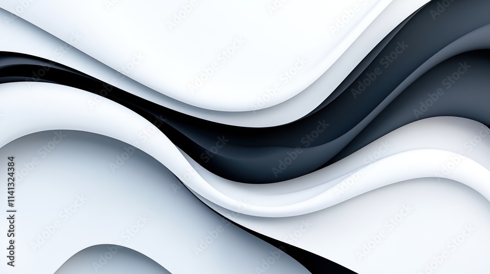 Abstract wave design in black and white, creating a modern aesthetic.