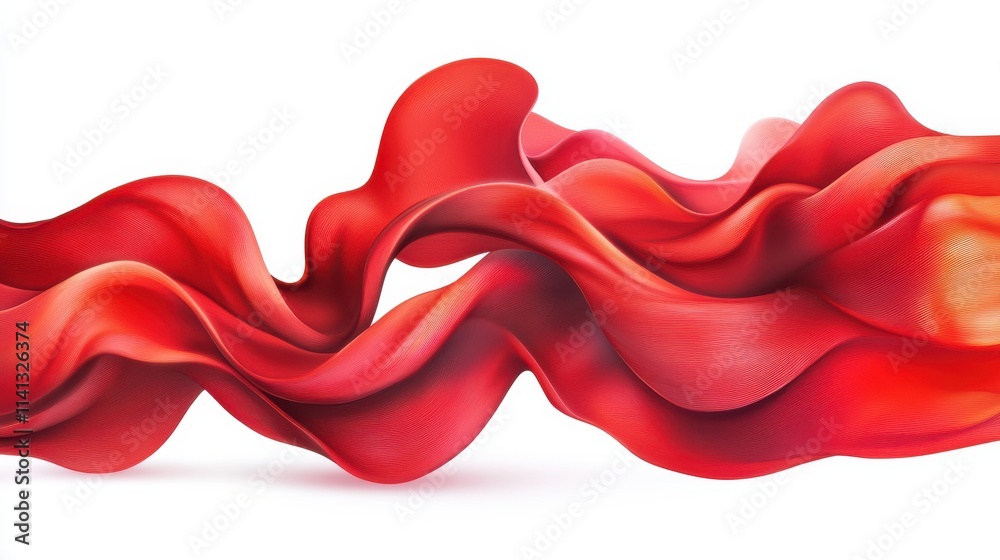 A vibrant wave of red fabric gracefully flows, creating a dynamic and elegant visual movement. A vibrant wave of red fabric gracefully flows, creating a dynamic and elegant visual movement.