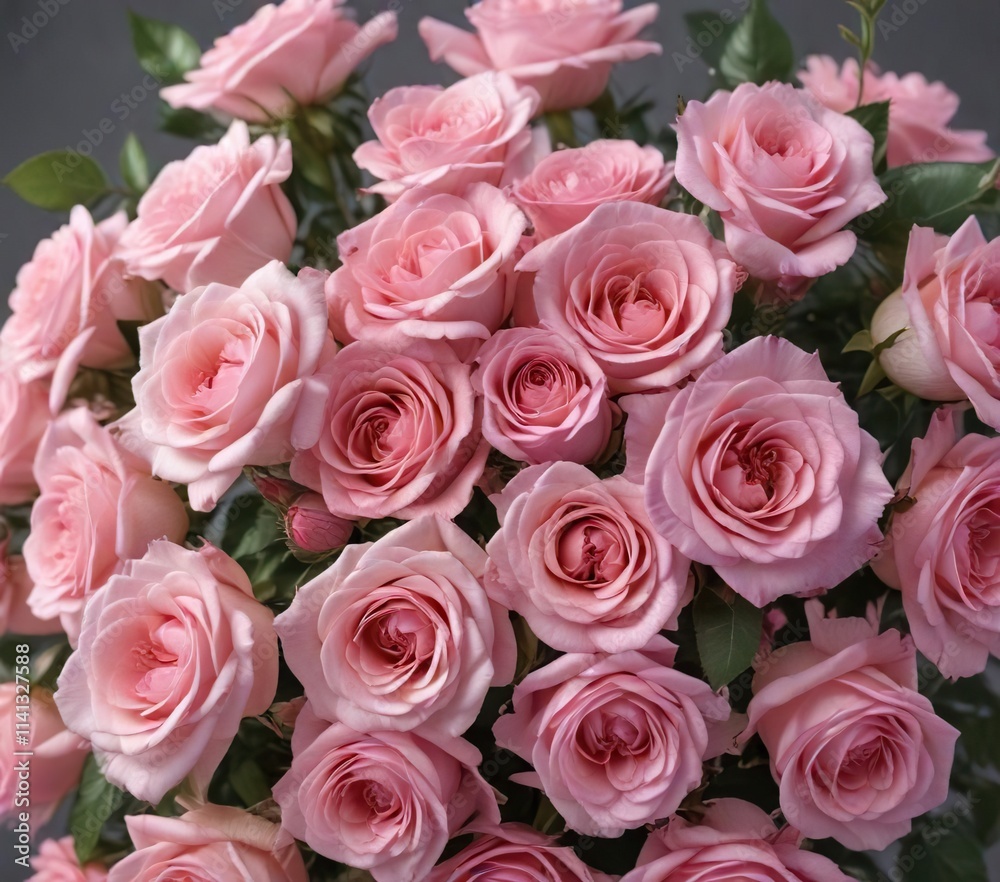 delicate petals of pink roses arranged in a loose bouquet, flower arrangement, soothing delicate petals of pink roses arranged in a loose bouquet, flower arrangement, soothing