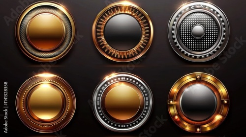 Isolated designs highlight the elegance of award medals.