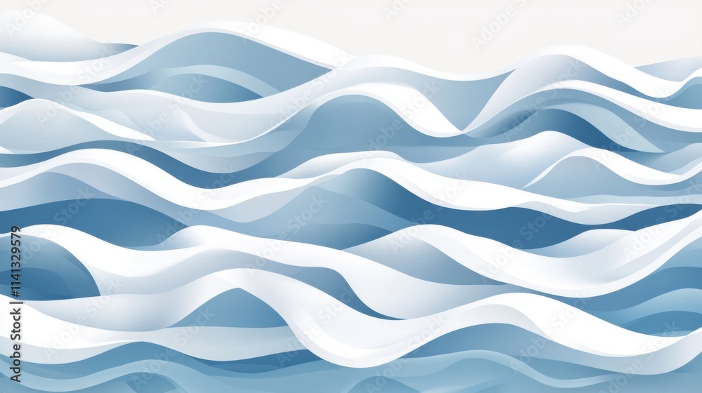 Abstract blue waves create a serene and calming oceanic landscape with gentle curves and flowing white accents. Abstract blue waves create a serene and calming oceanic landscape with gentle curves and flowing white accents.