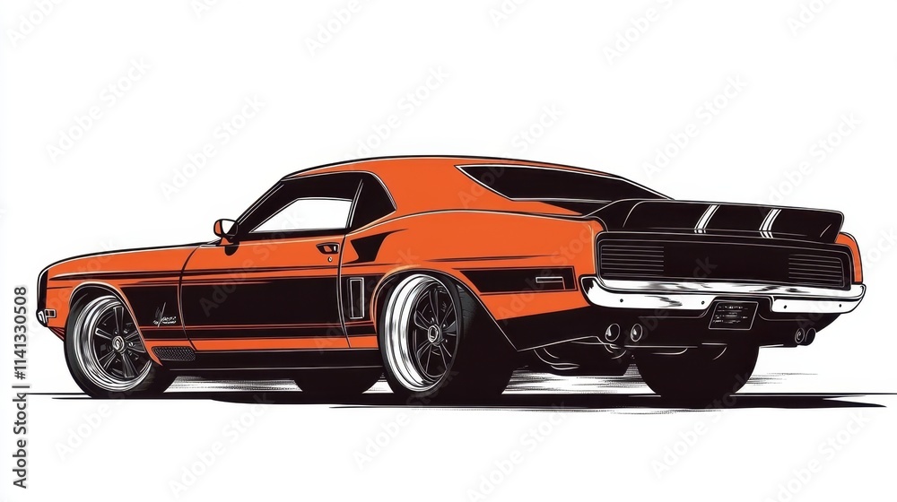 Eye-catching graphic representation of an iconic American muscle vehicle. Eye-catching graphic representation of an iconic American muscle vehicle.