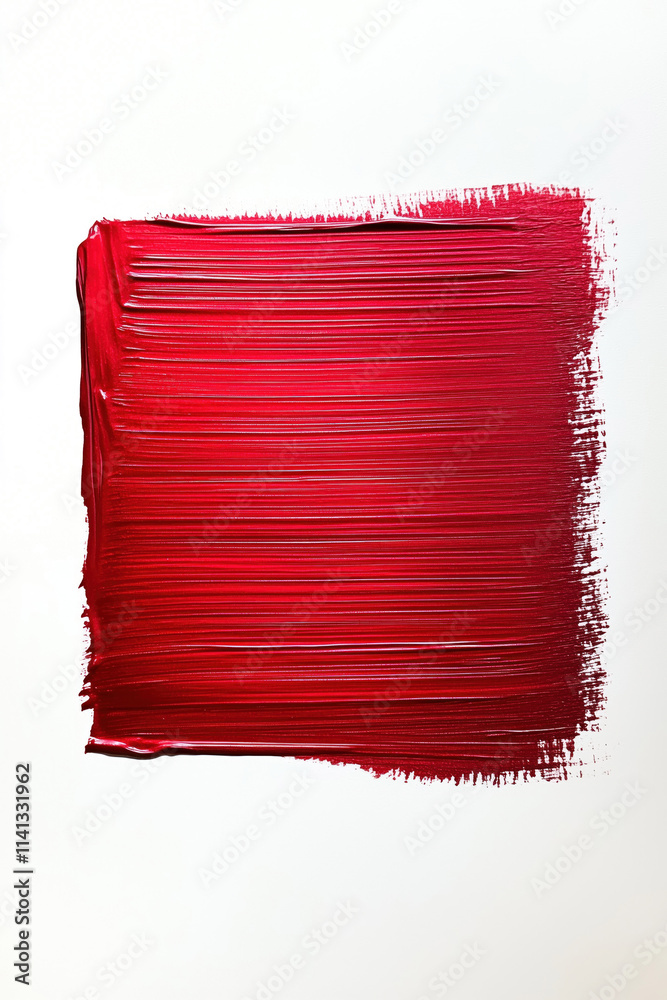 Fototapeta premium red paint brush stroke rectangle on white background metallic book cover design