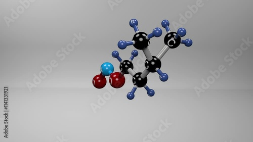 Amyl nitrite molecule. Molecular structure of isopentyl nitrite, used in medicine, chemical synthesis and as psychoactive recreational drug called poppers. photo