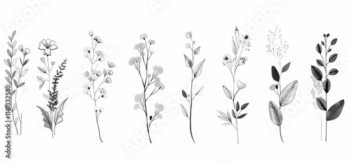 Botanical Line Drawing of a Minimal Meadow Plant

 photo