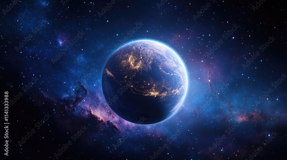 Obraz premium Stunning Earth View from Outer Space at Night