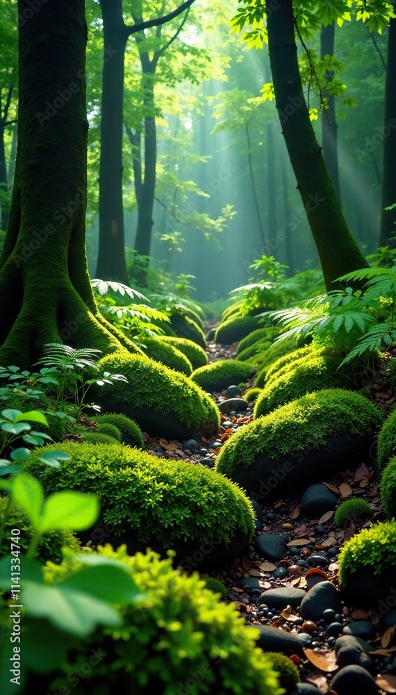 Moss and ferns carpet the Kodori forest floor, Kodori valley, forests Moss and ferns carpet the Kodori forest floor, Kodori valley, forests