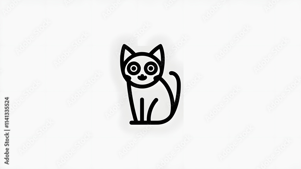 A simple, stylized illustration of a cat sitting. The cat has large, round eyes and a playful expression, with a curved tail and minimalistic design. A simple, stylized illustration of a cat sitting. The cat has large, round eyes and a playful expression, with a curved tail and minimalistic design.