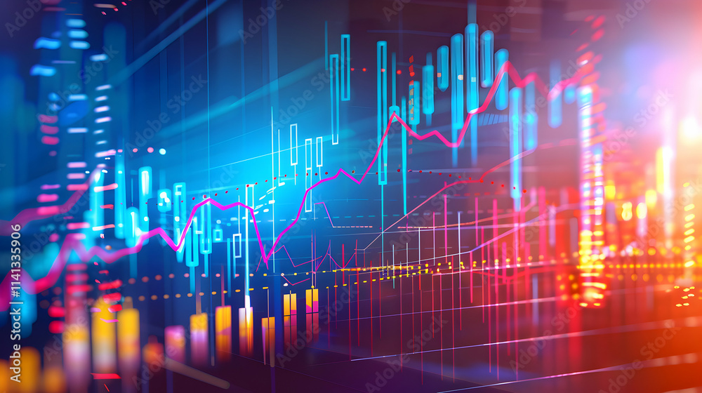 Stock Market Graph with Economic Insights on White Background

