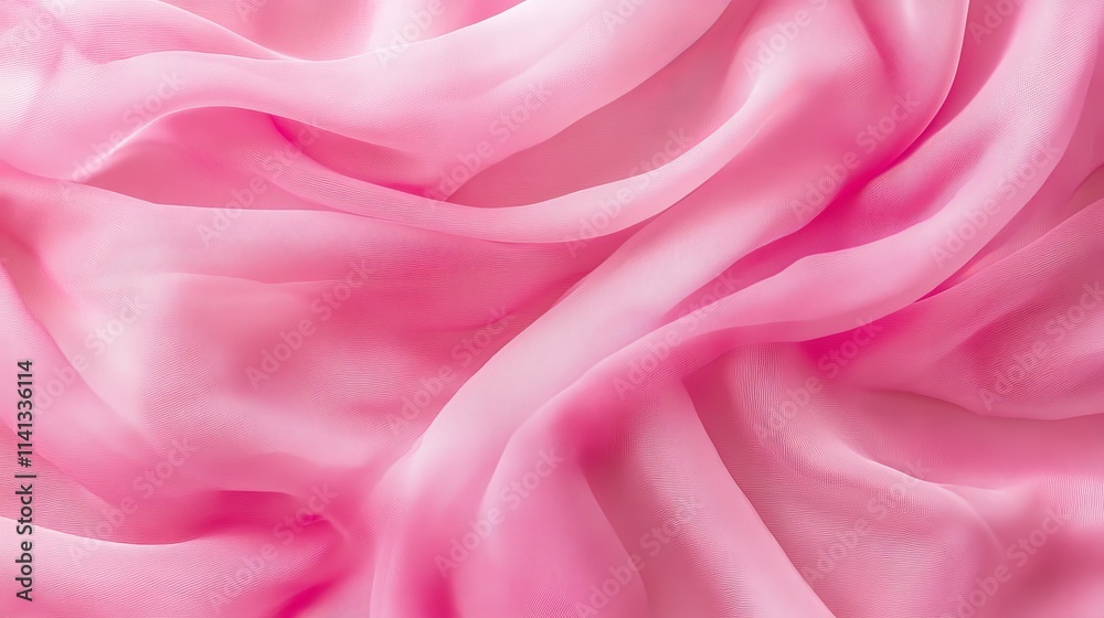 Delicate pink organza chiffon fabric with swirl creased texture for wedding and fashion apparel design Delicate pink organza chiffon fabric with swirl creased texture for wedding and fashion apparel design